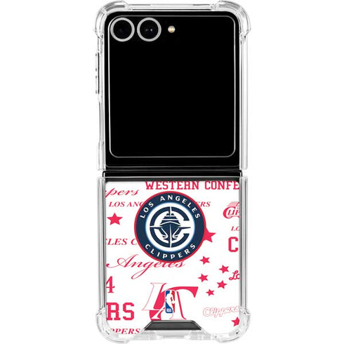 NBA Los Angeles Clippers Blast Logos Galaxy Z Flip7 Clear Case