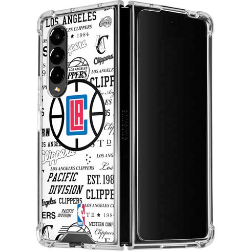 NBA Los Angeles Clippers Blast Logos Galaxy Z Fold4 5G Clear Case