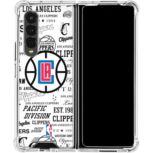 NBA Los Angeles Clippers Blast Logos Galaxy Z Fold4 5G Clear Case