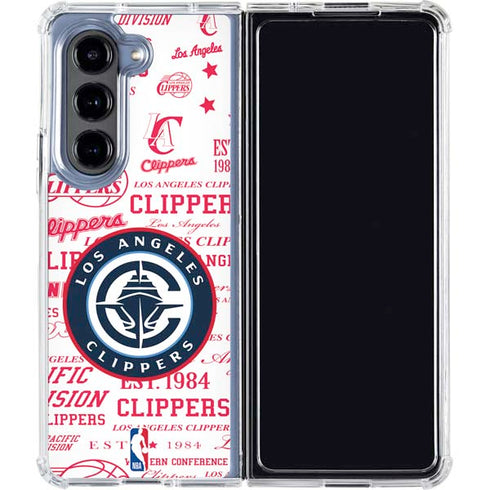 NBA Los Angeles Clippers Blast Logos Galaxy Z Fold5 5G Clear Case