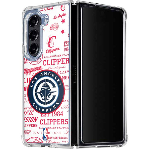 NBA Los Angeles Clippers Blast Logos Galaxy Z Fold5 5G Clear Case