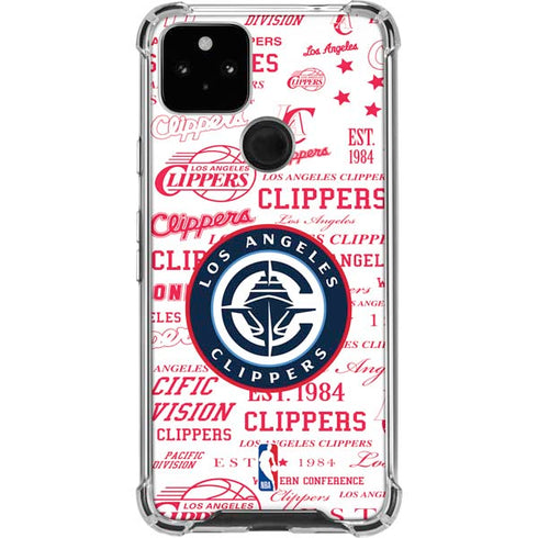 NBA Los Angeles Clippers Blast Logos Google Pixel 5a 5G Clear Case