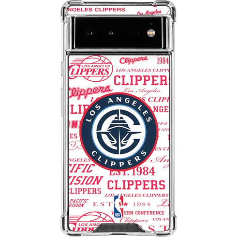 NBA Los Angeles Clippers Blast Logos Google Pixel 6 Clear Case