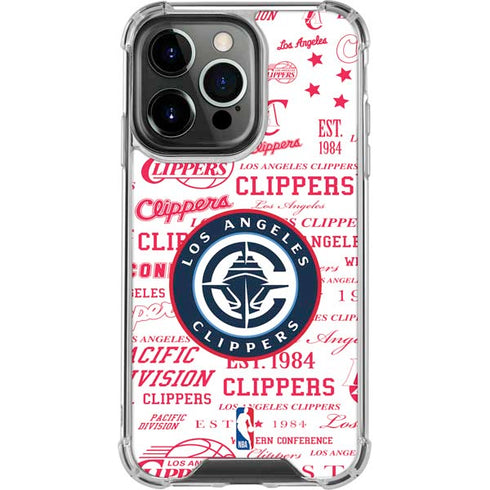 NBA Los Angeles Clippers Blast Logos iPhone 13 Pro Clear Case