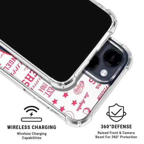 NBA Los Angeles Clippers Blast Logos iPhone 14 Plus Clear Case