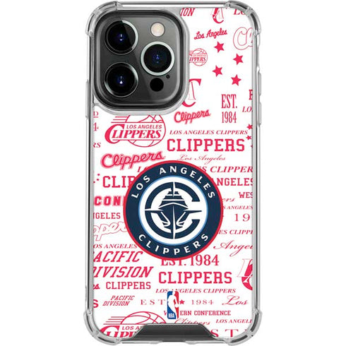 NBA Los Angeles Clippers Blast Logos iPhone 14 Pro Clear Case