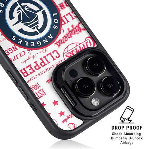 NBA Los Angeles Clippers Blast Logos iPhone 14 Pro Max Kickstand Case