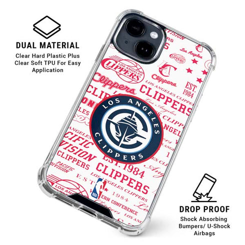 NBA Los Angeles Clippers Blast Logos iPhone 15 Plus Clear Case