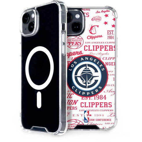 NBA Los Angeles Clippers Blast Logos iPhone 15 Plus MagSafe Case