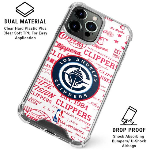 NBA Los Angeles Clippers Blast Logos iPhone 15 Pro Clear Case