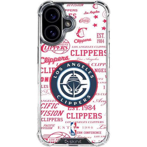 NBA Los Angeles Clippers Blast Logos iPhone 16 Plus Clear Case
