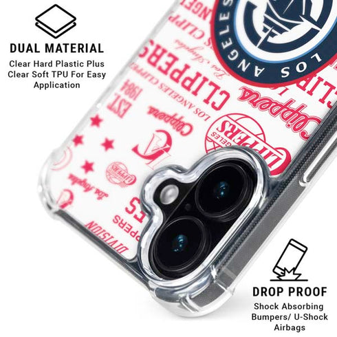 NBA Los Angeles Clippers Blast Logos iPhone 16 Plus Clear Case