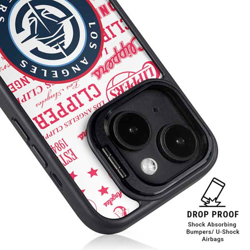 NBA Los Angeles Clippers Blast Logos iPhone 16 Plus Kickstand Case
