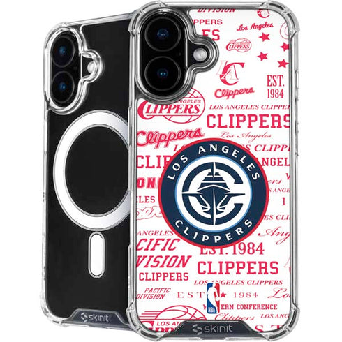 NBA Los Angeles Clippers Blast Logos iPhone 16 Plus MagSafe Case