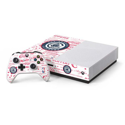 NBA Los Angeles Clippers Blast Logos Xbox One S Console and Controller Bundle Skin