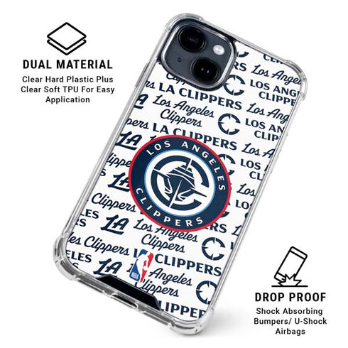 NBA Los Angeles Clippers Blast Text iPhone 15 Plus Clear Case