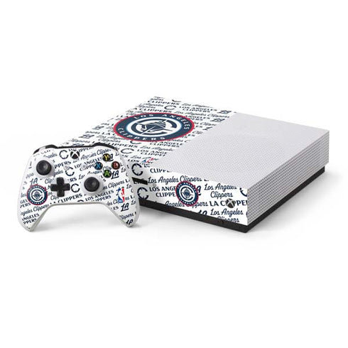 NBA Los Angeles Clippers Blast Text Xbox One S Console and Controller Bundle Skin