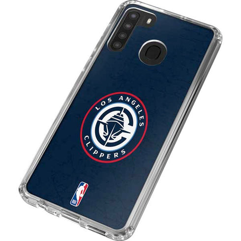 NBA Los Angeles Clippers Distressed Blue Galaxy A21 Clear Case