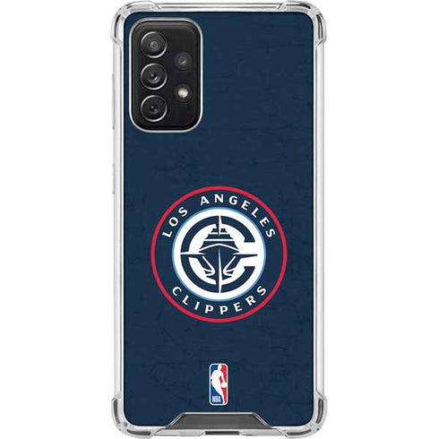 NBA Los Angeles Clippers Distressed Blue Galaxy A72 5G Clear Case