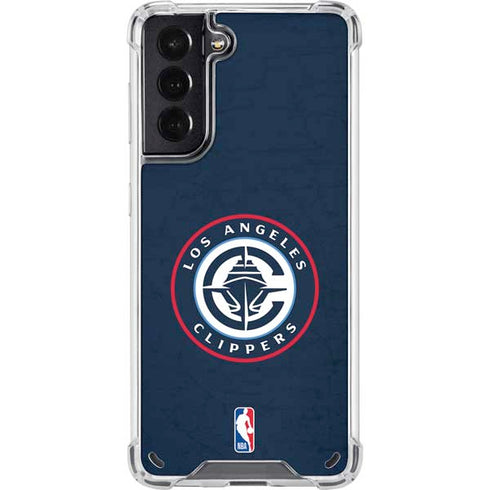 NBA Los Angeles Clippers Distressed Blue Galaxy S21 5G Clear Case