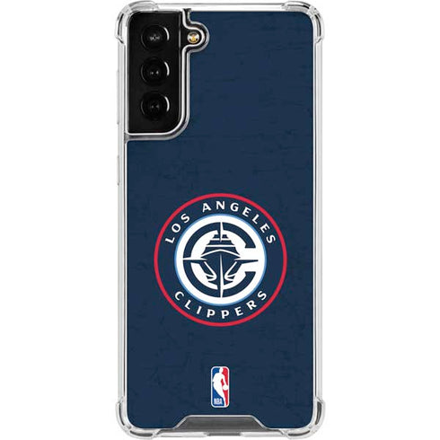 NBA Los Angeles Clippers Distressed Blue Galaxy S21 FE Clear Case