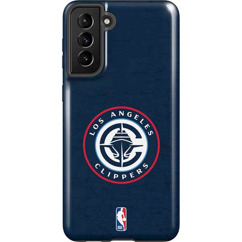 NBA Los Angeles Clippers Distressed Blue Galaxy S21 FE Pro Case