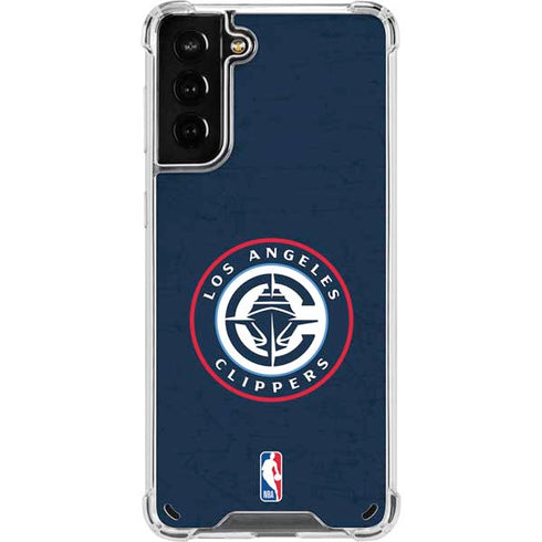 NBA Los Angeles Clippers Distressed Blue Galaxy S21 Plus 5G Clear Case
