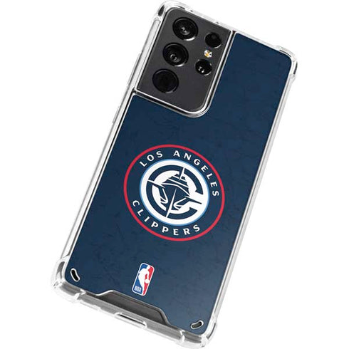 NBA Los Angeles Clippers Distressed Blue Galaxy S21 Ultra 5G Clear Case