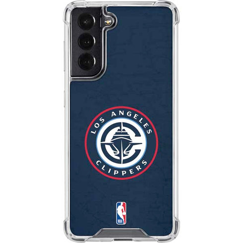 NBA Los Angeles Clippers Distressed Blue Galaxy S22 Clear Case