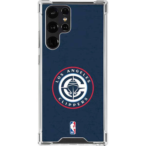 NBA Los Angeles Clippers Distressed Blue Galaxy S22 Ultra Clear Case