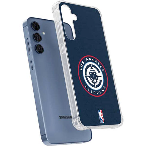 NBA Los Angeles Clippers Distressed Blue Galaxy S24 Clear Case