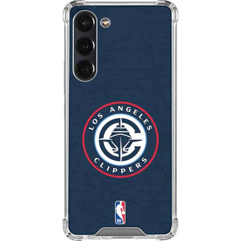 NBA Los Angeles Clippers Distressed Blue Galaxy S24 FE Clear Case