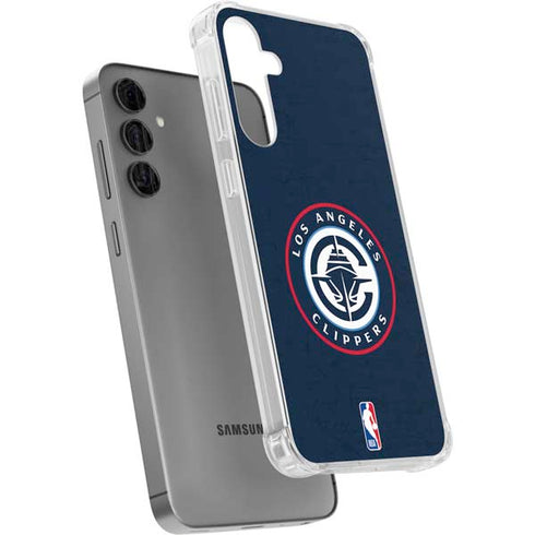 NBA Los Angeles Clippers Distressed Blue Galaxy S24 Plus Clear Case