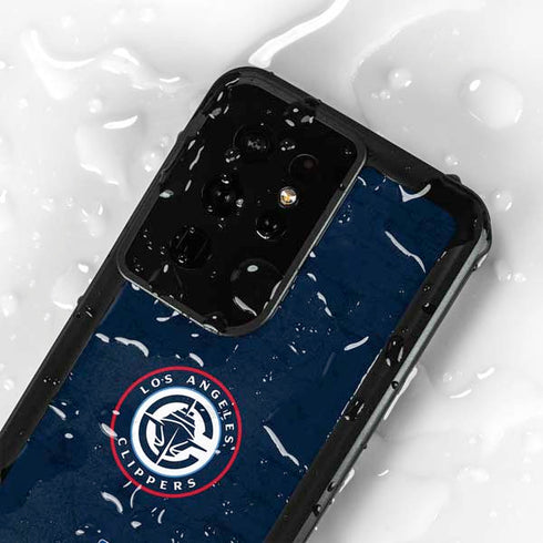 NBA Los Angeles Clippers Distressed Blue Galaxy S24 Ultra Waterproof Case