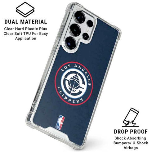 NBA Los Angeles Clippers Distressed Blue Galaxy S25 Ultra Clear Case