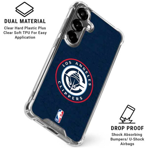NBA Los Angeles Clippers Distressed Blue Galaxy S26 Clear Case