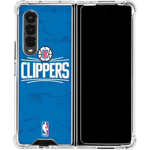 NBA Los Angeles Clippers Distressed Blue Galaxy Z Fold4 5G Clear Case