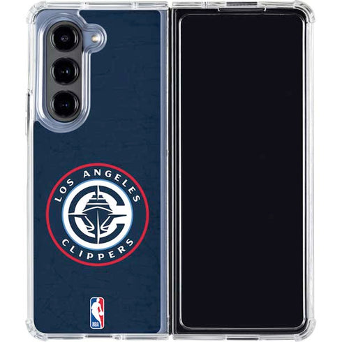 NBA Los Angeles Clippers Distressed Blue Galaxy Z Fold5 5G Clear Case