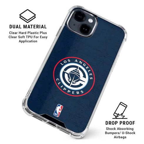 NBA Los Angeles Clippers Distressed Blue iPhone 14 Plus Clear Case
