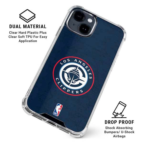 NBA Los Angeles Clippers Distressed Blue iPhone 15 Clear Case