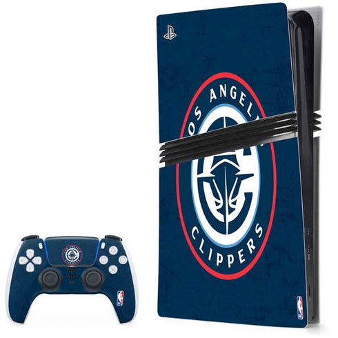 NBA Los Angeles Clippers Distressed Blue PS5 Pro Bundle Skin