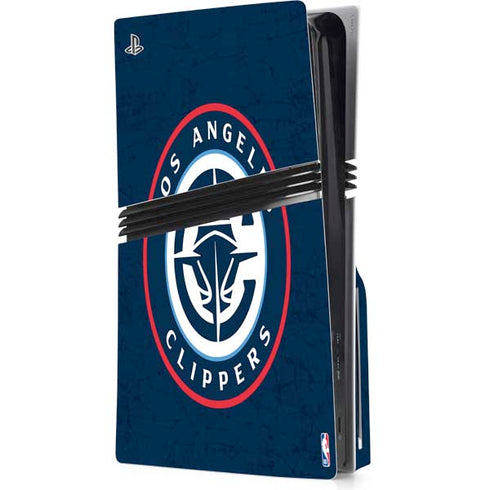NBA Los Angeles Clippers Distressed Blue PS5 Pro Disk Console Skin