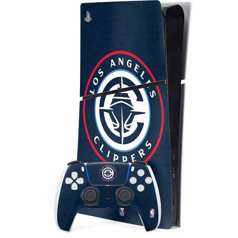 NBA Los Angeles Clippers Distressed Blue PS5 Slim Digital Edition Bundle Skin