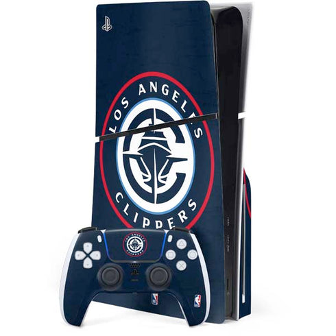 NBA Los Angeles Clippers Distressed Blue PlayStation PS5 Skins