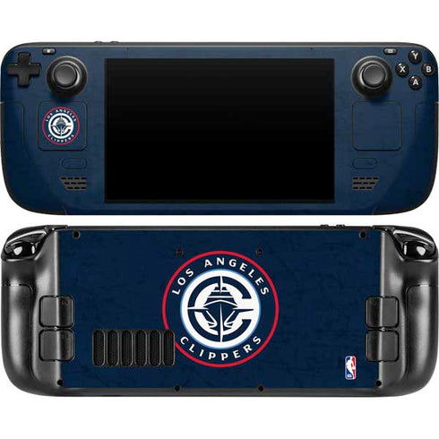 NBA Los Angeles Clippers Distressed Blue Steam Deck Handheld Gaming Computer OLED Skin