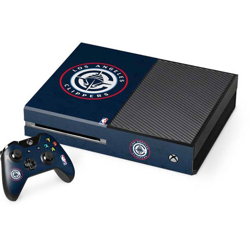 NBA Los Angeles Clippers Distressed Blue Xbox One Console and Controller Bundle Skin