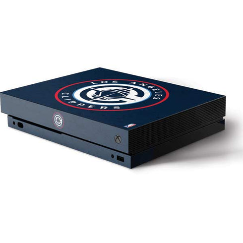 NBA Los Angeles Clippers Distressed Blue Xbox One X Console Skin