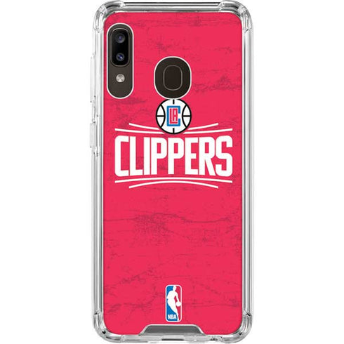 NBA Los Angeles Clippers Distressed Red Galaxy A30 Clear Case