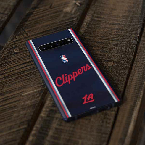 NBA Los Angeles Clippers Distressed Red Galaxy S10 Skin