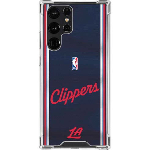 NBA Los Angeles Clippers Distressed Red Galaxy S23 Ultra Clear Case